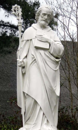 A statue of saint benedict.