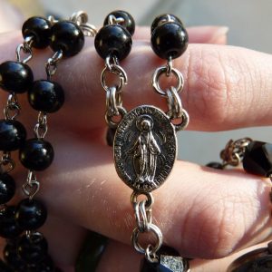 A Catholic rosary where the "Hail Mary" is an important prayer.