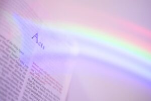 A beautiful rainbow over the bible