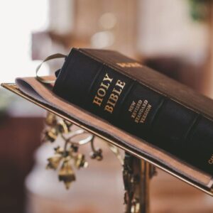 A picture of bible placed on the table