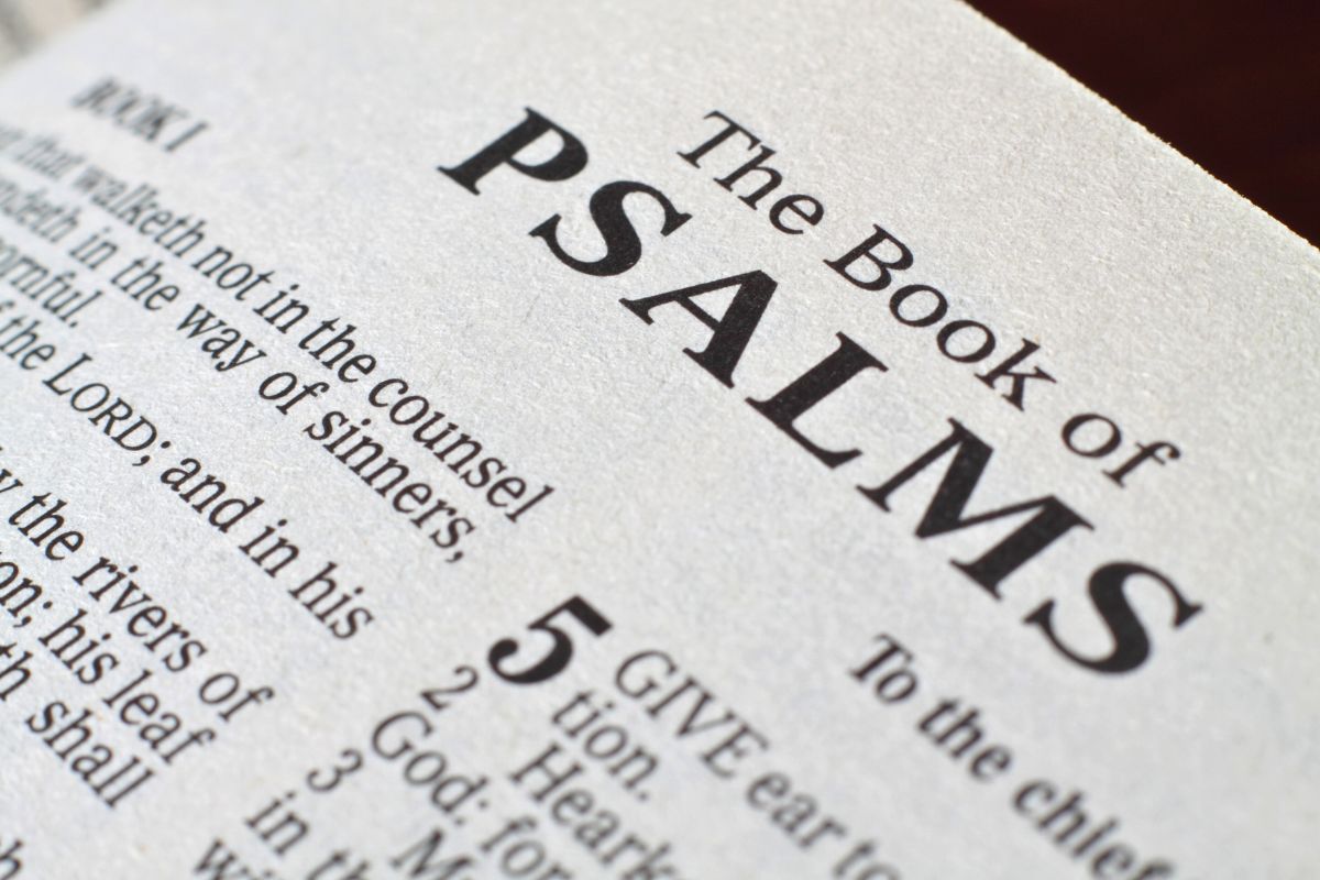 Open Bible showing The Book of Psalms, illustrating popular psalm verses in the Bible.