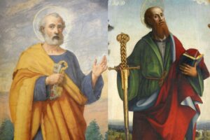 Side by side photos of Saint Peter and Saint Paul.