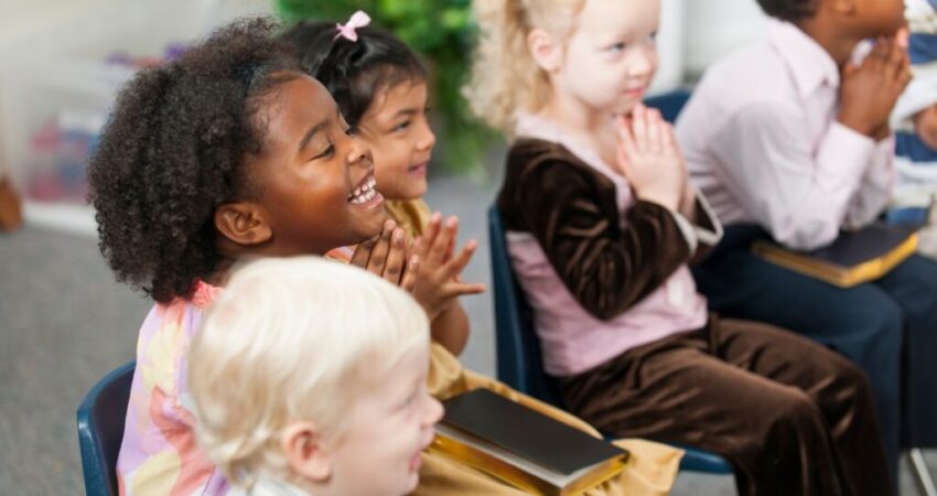 The kids enjoy hearing about the lives of Catholic saints they see as role models.