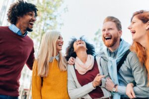 A group of friends became happier after they read bible verses about laughter.