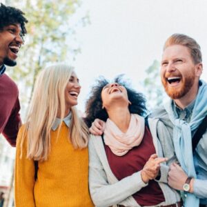 A group of friends became happier after they read bible verses about laughter.