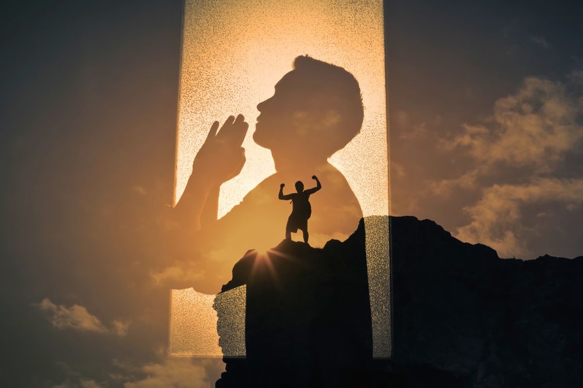 The man felt encouraged after praying.