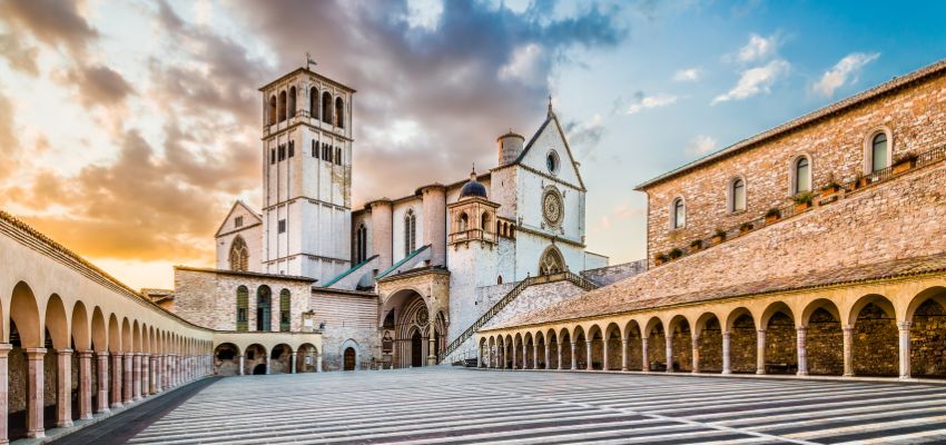 The basilica is in the heart of Italy. It’s a revered pilgrimage site that draws millions of visitors each year. The basilica complex is dedicated to St. Francis of Assisi, the patron saint of Italy and the founder of the Franciscan Order.