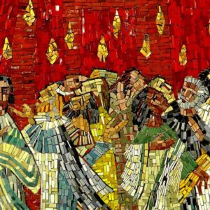 The disciples receiving the Holy Spirit on Pentecost.