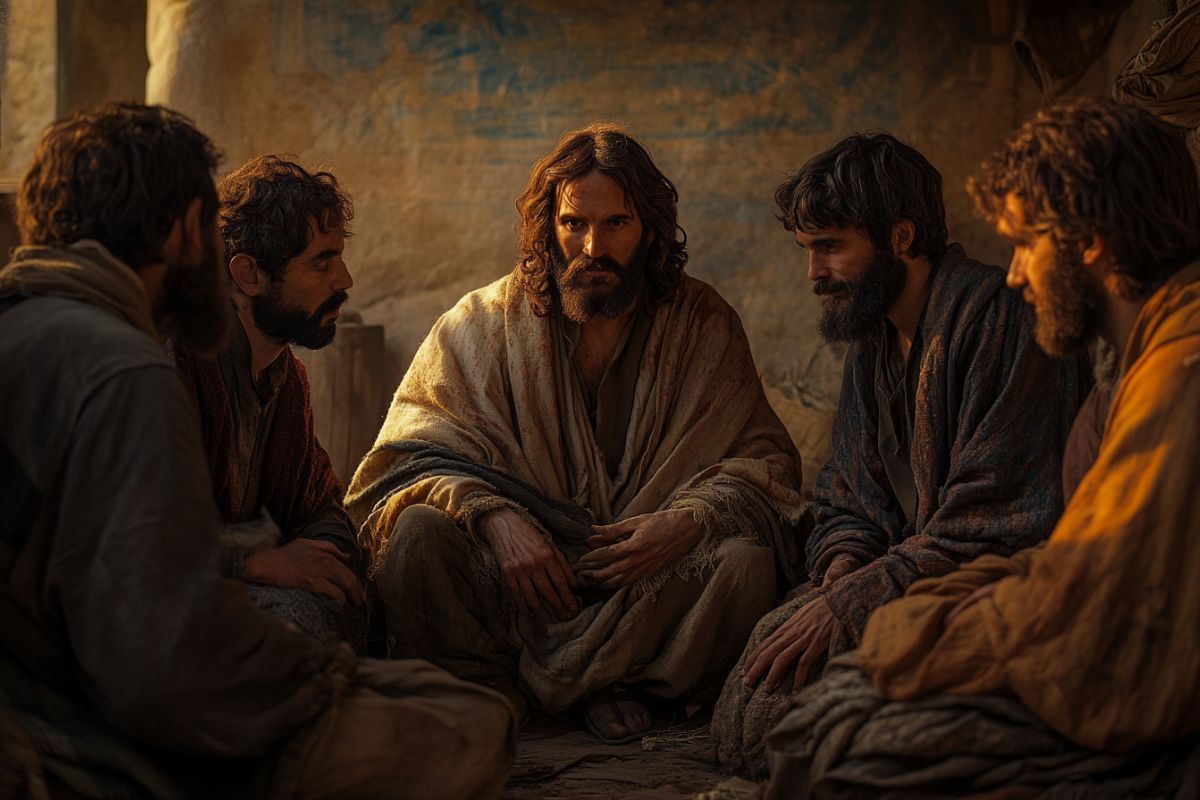 Jesus among his disciples.