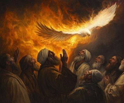 The Holy Spirit descending like flames on the elders of ancient Israel.