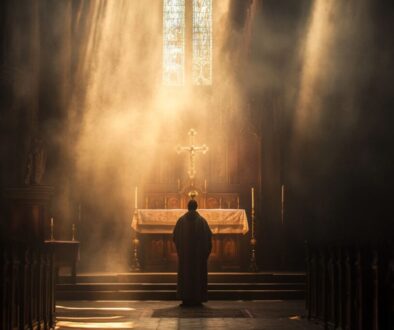 A Catholic priest at the altar.