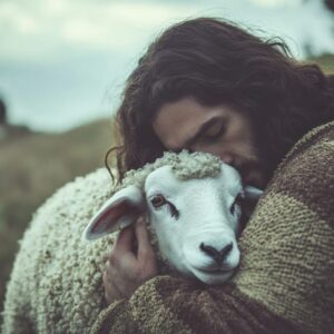 Jesus and his beloved sheep.