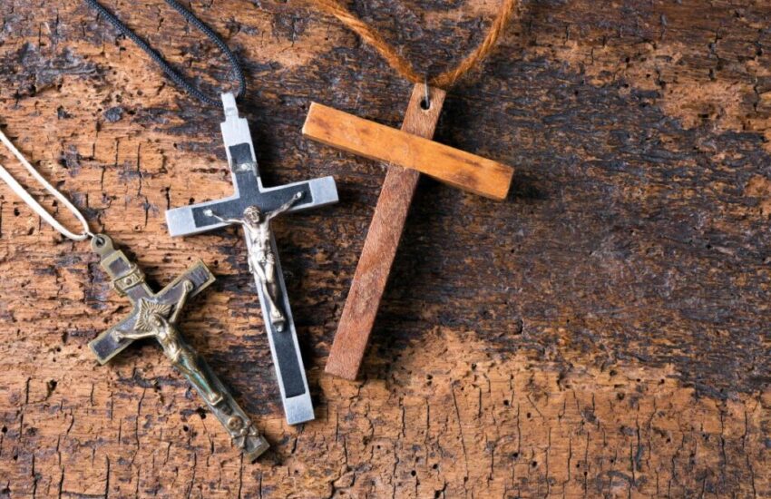 The three holy crosses are made from different materials.