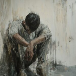 A man suffering while praying.