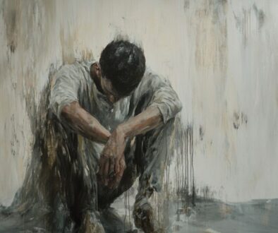 A man suffering while praying.