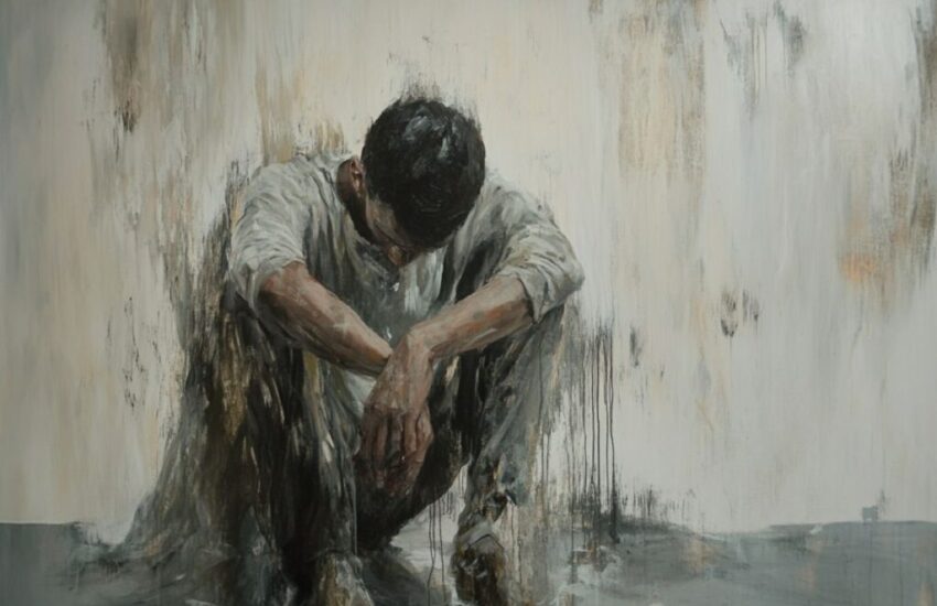 A man suffering while praying.