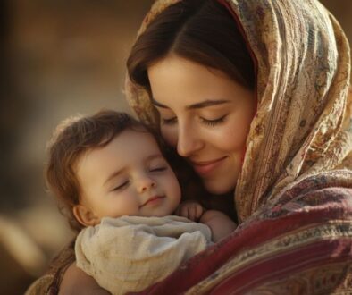 Mother Mary with the infant Jesus.