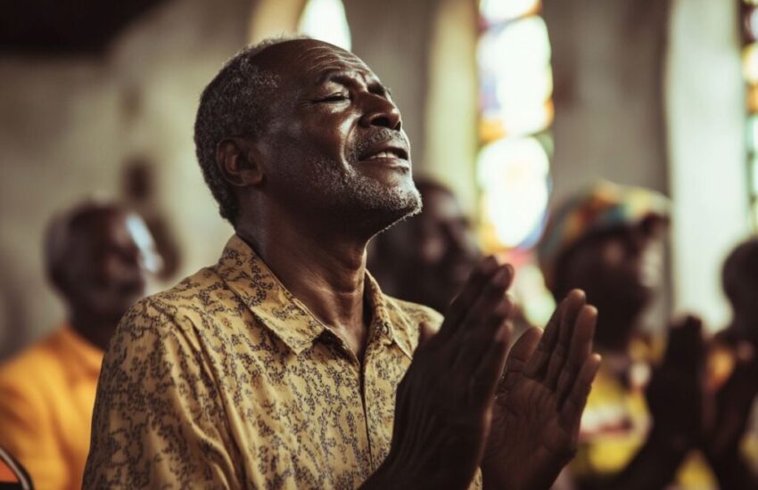 People praising God in church.