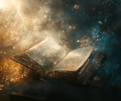 The Holy Bible surrounded by ethereal light.