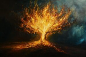 The burning bush that Moses saw.