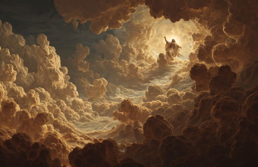 Judgment Day with Jesus coming on the clouds.