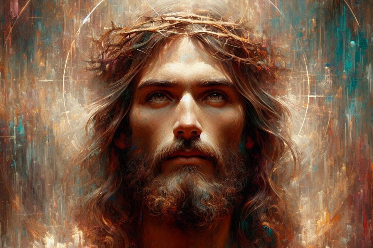 Christ the King wearing a crown of thorns.