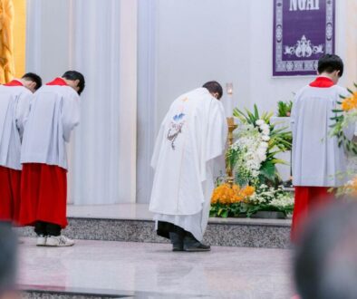 A Catholic priest celebrates mass.