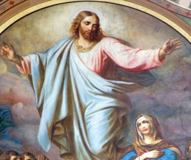 Jesus Christ rises into heaven on Ascension day.