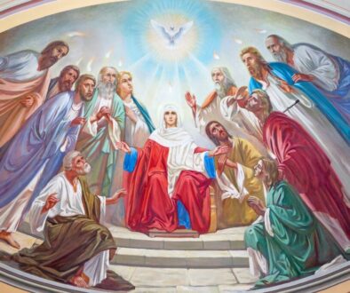 The apostles receive the Holy Spirit on Pentecost.