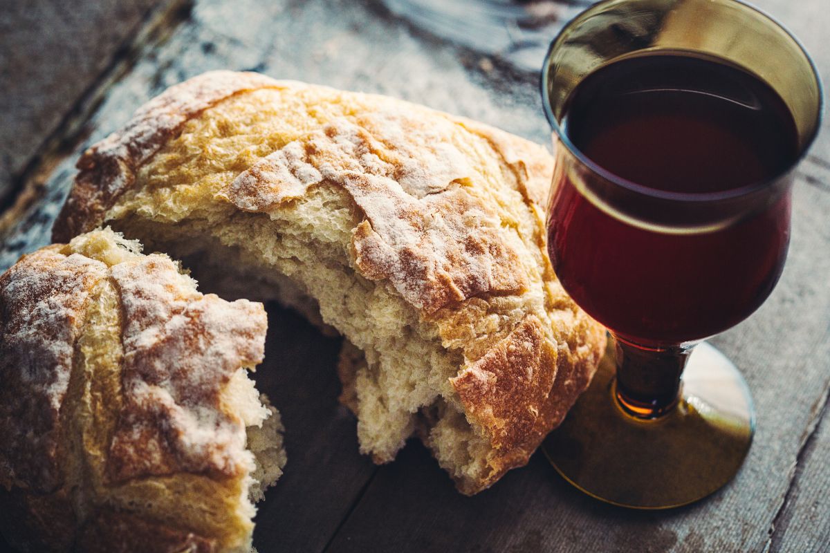 The bread and wine used for the communion sacrifice.