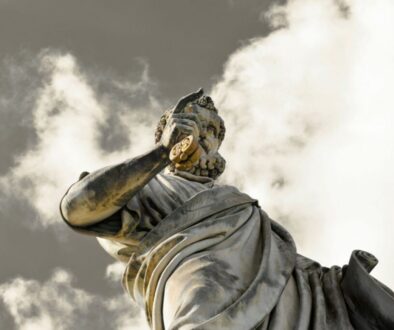 A statue of Saint Peter holding the keys to the kingdom of heaven.