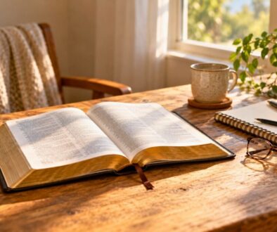 Open Bible on a sunlit table ready for study, ideal when asking in what order should i read the bible.